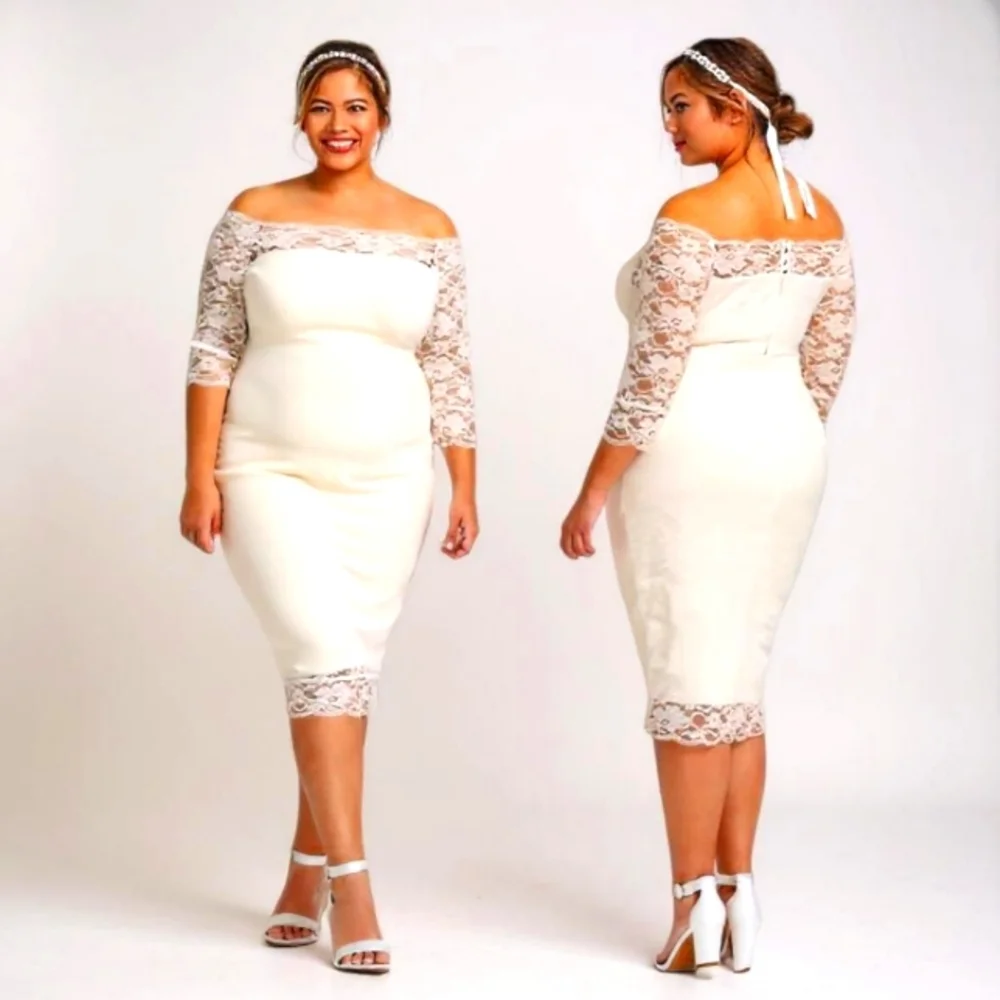 TORRID Special Occasion Ivory Lace Off Shoulder BodyCon Dress - Picture 1 of 16